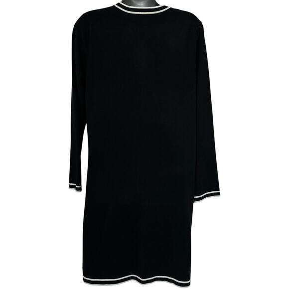 Karl Lagerfeld Paris Cardigan Sweater Dress Black White Women's PL Petite Large - Picture 2 of 10